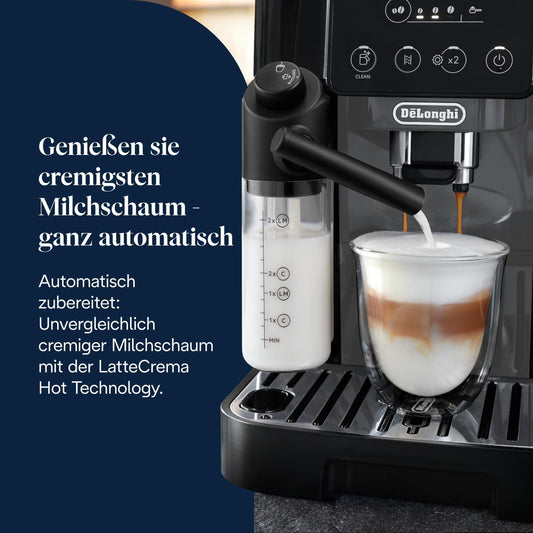 Magnifica Start ECAM222.60.BG: Perfekt Kaffeevollautomat mit integriertem LatteCrema-Milchaufschäumer, 4 Ein-Touch-Getränke, für Cappuccino, mit Soft-Touch-Bedienfeld,Schwarz-Grau